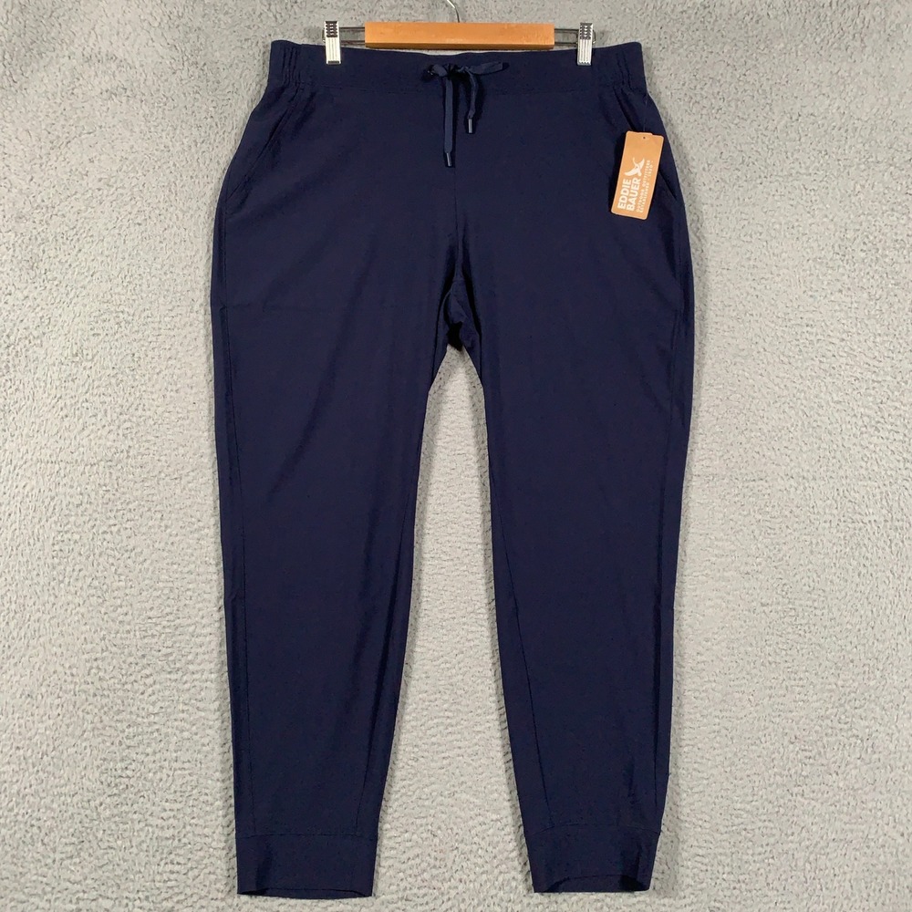 Eddie Bauer Departure Jogger Pants Women Large Atlantic Blue UPF 50+ Travel Hike
